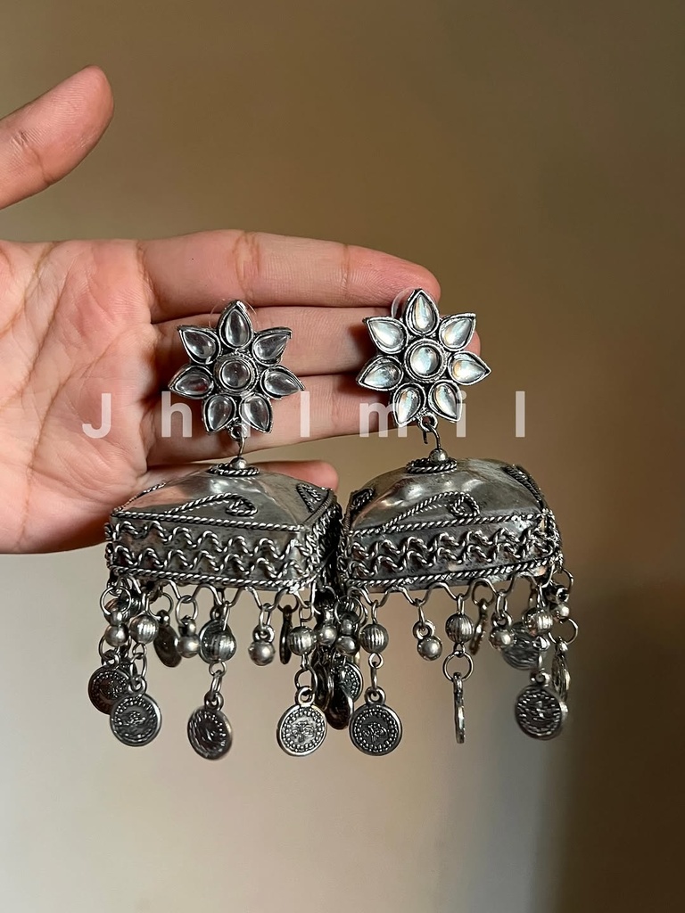 Phool Square Oxidized Jhumka - 1