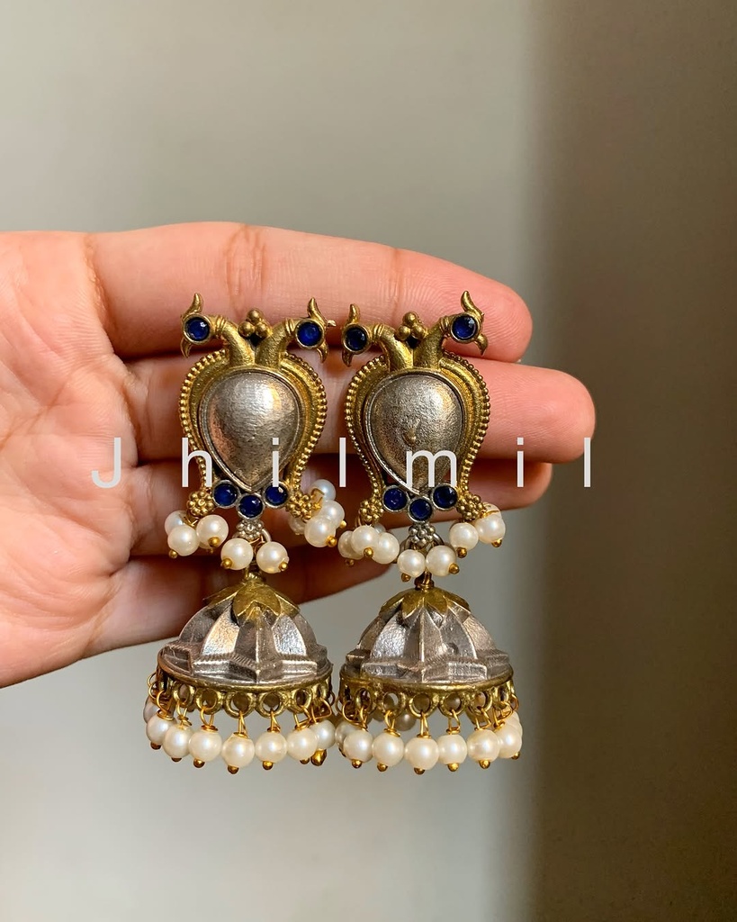 Peacock Dual tone Jhumki