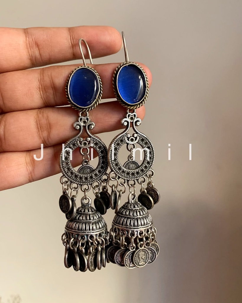 Monalisa stone Coin hanging jhumki