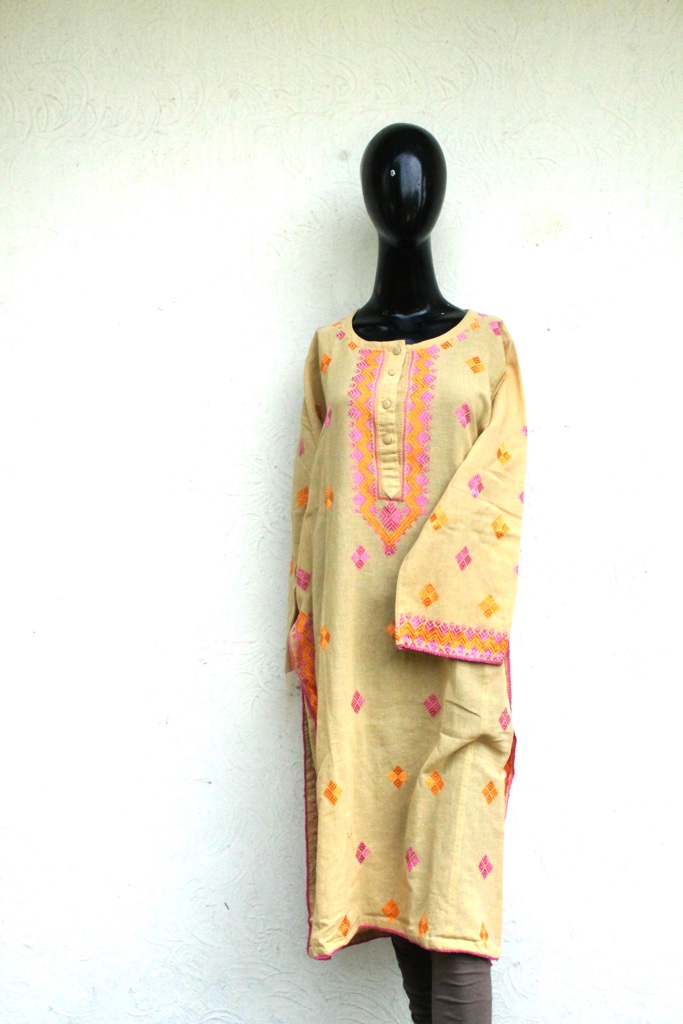 Cotton Kurta with Phulkari/Jisti embroidery