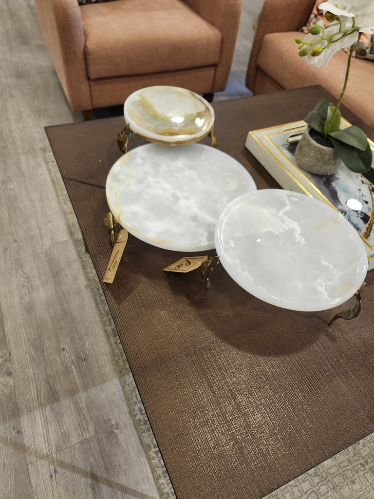 Marble Plate Flat With Brass Stand - (30 Cm)