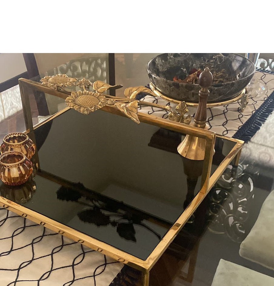 Brass Platter with Handle - 18x18