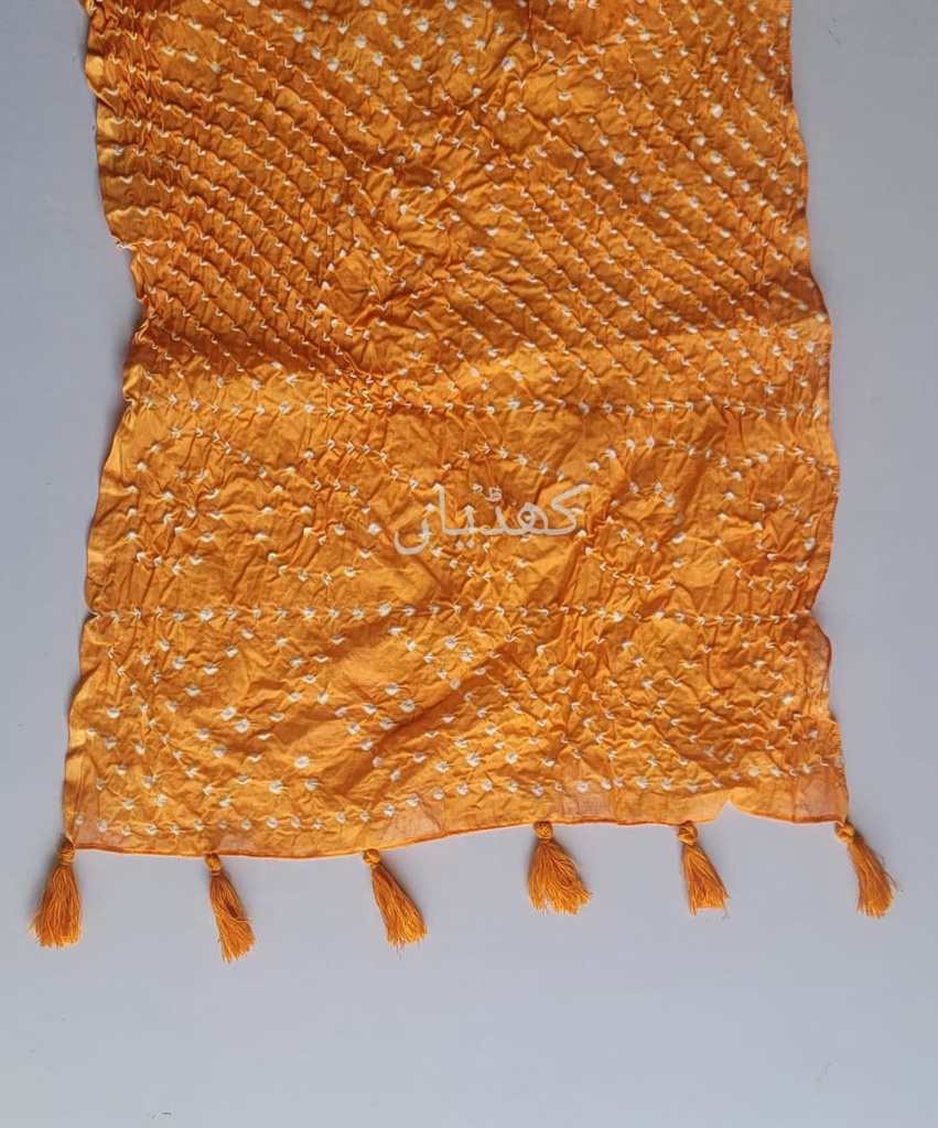 Hand Knotted Chunri Stole Orange Colour – Pure Lawn Grace