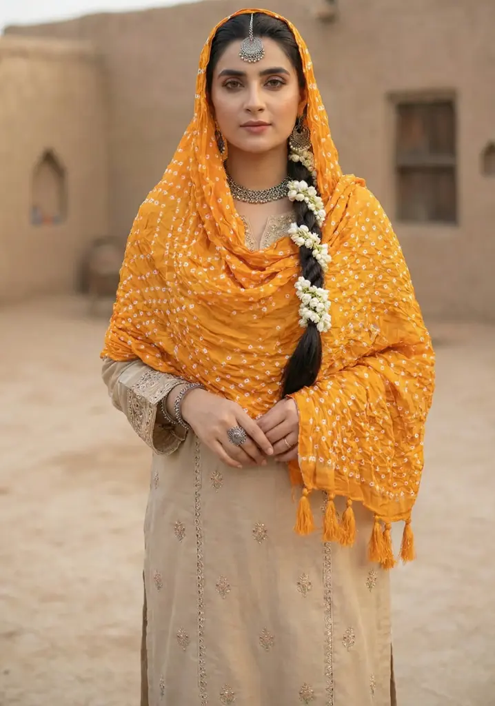 Hand Knotted Chunri Stole Orange Colour – Pure Lawn Grace