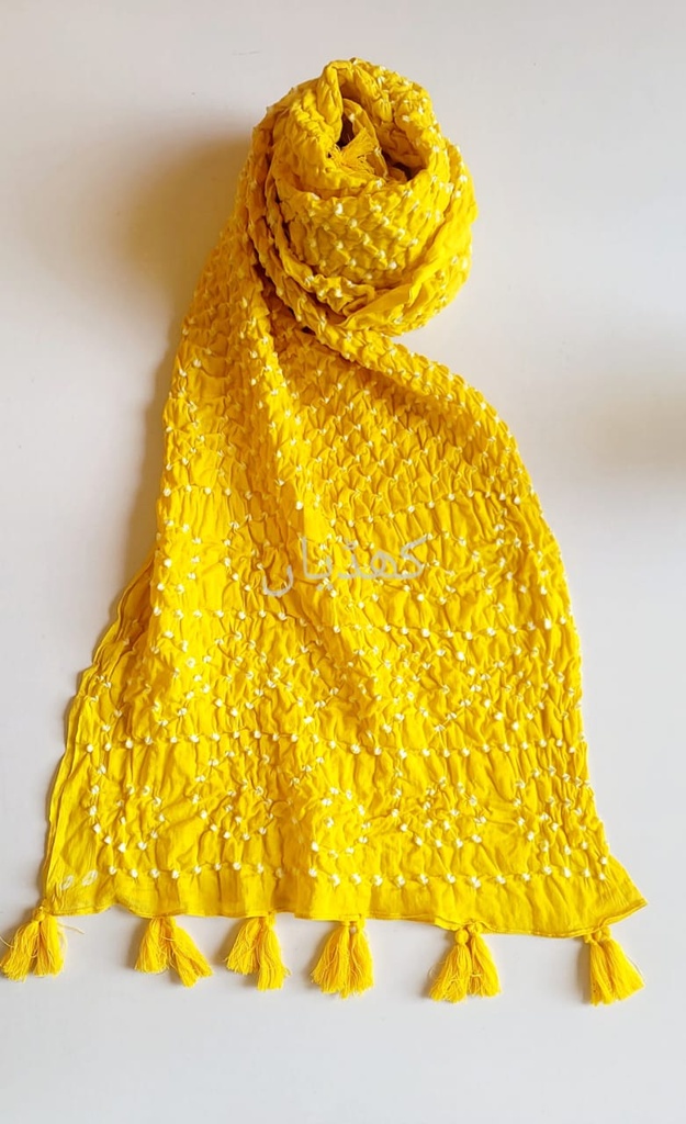 Mango Color Hand-Knotted Chunri Dupatta – Pure Lawn | Traditional 2.5 Meter Dupatta