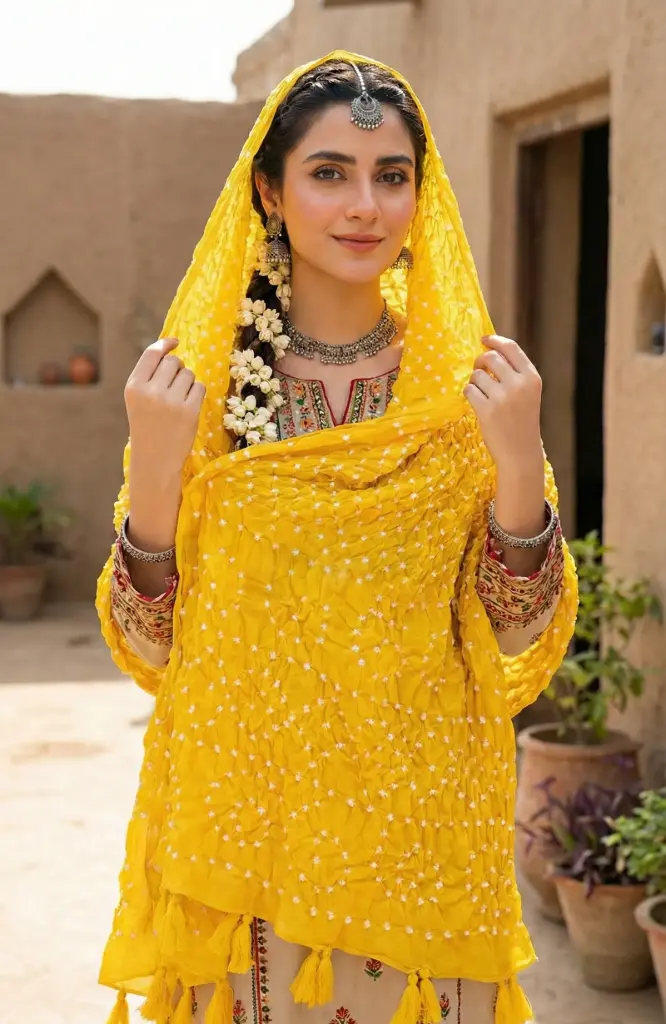 Mango Color Hand-Knotted Chunri Dupatta – Pure Lawn | Traditional 2.5 Meter Dupatta