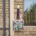 Limited Edition Colorful Hand Embroidered Tote Bag – Depicting Tropical Birds, Flowers, and Lush Greenery
