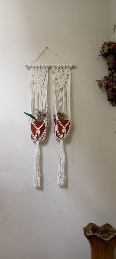 Macrame two step plant hanger