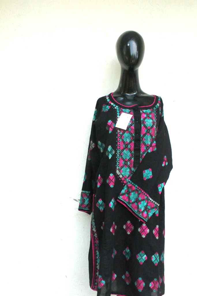 Long Khaddar Kurta with Phulkari/Jisti embroidery