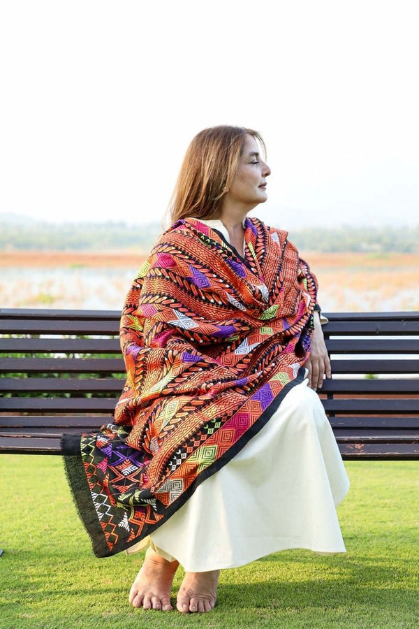 Prismatic - Jisti phulkari shawl