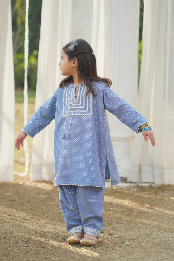Blue Gotta Kurta shalwar