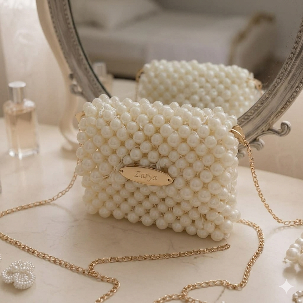 Luxury Pearl-Beaded Mini Handbag