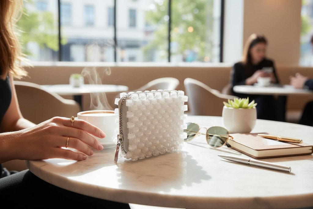 Gradient & Crystal Zip Wallet