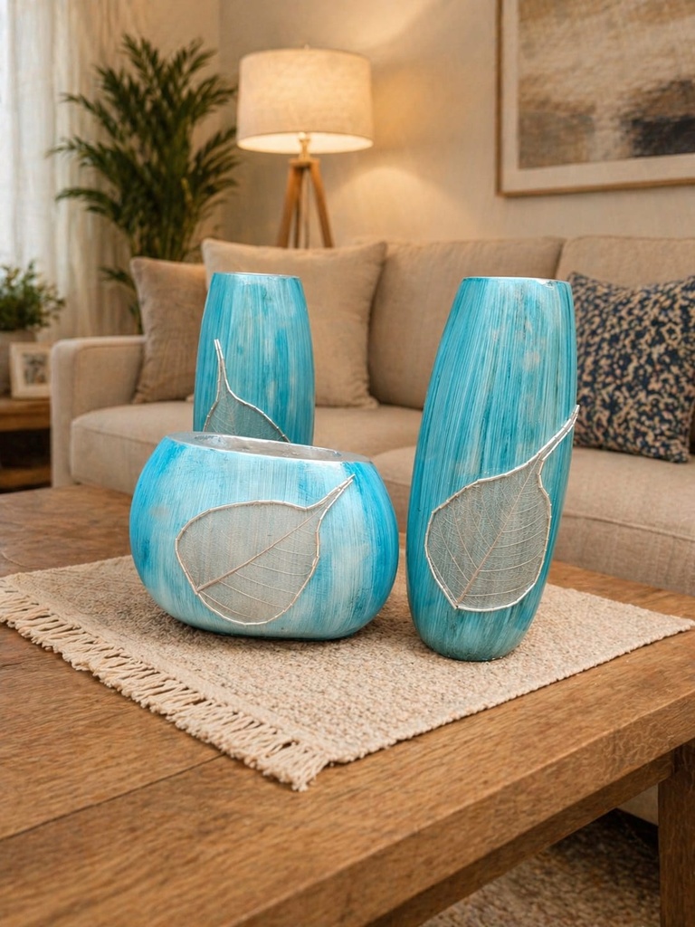Sky blue beautiful vase set