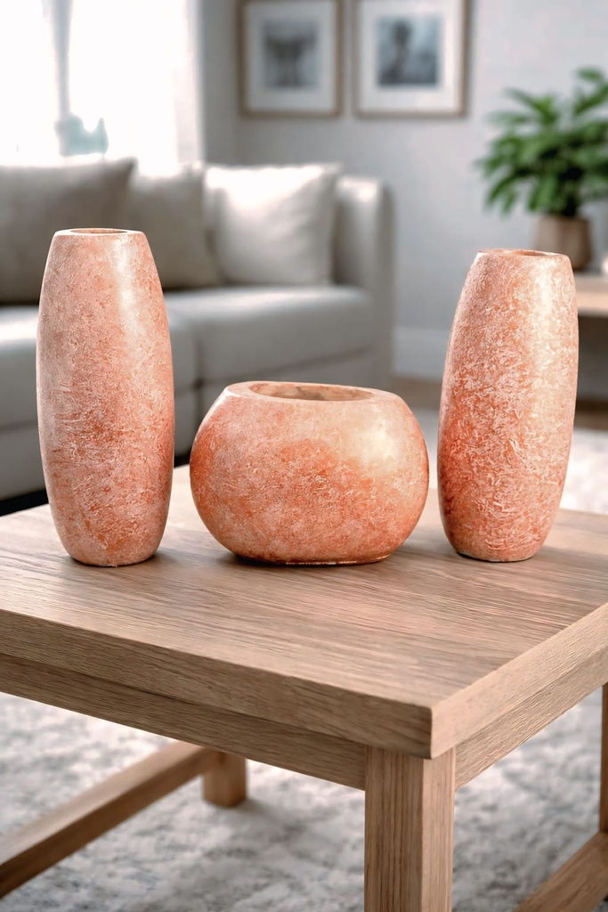 Modern Textured Ceramic Vase Set – 3 Piece Decorative Table Centerpiece