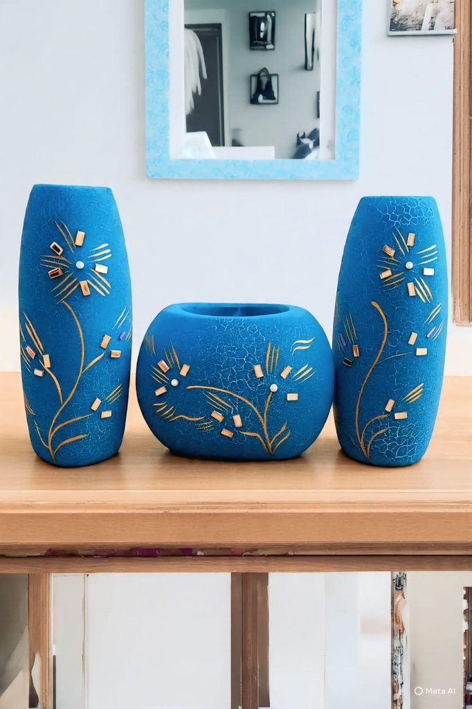 Luxury Textured Vase Trio – Modern Home Styling Collection