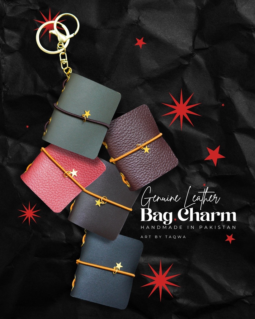 Genuine leather bag charms