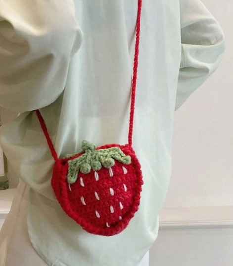 Strawberry Crochet Shoulder Bag