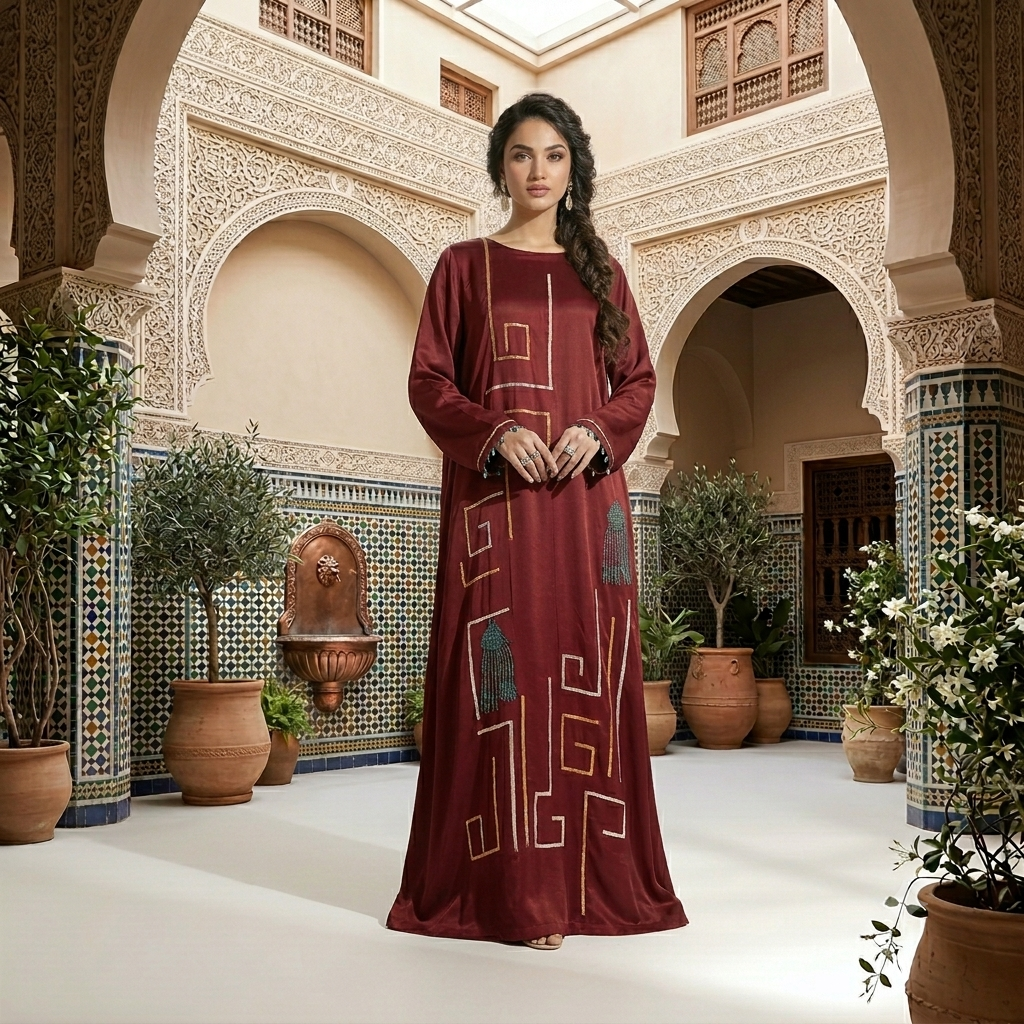 Ready to Wear Hand Work Silk Kaftan.
