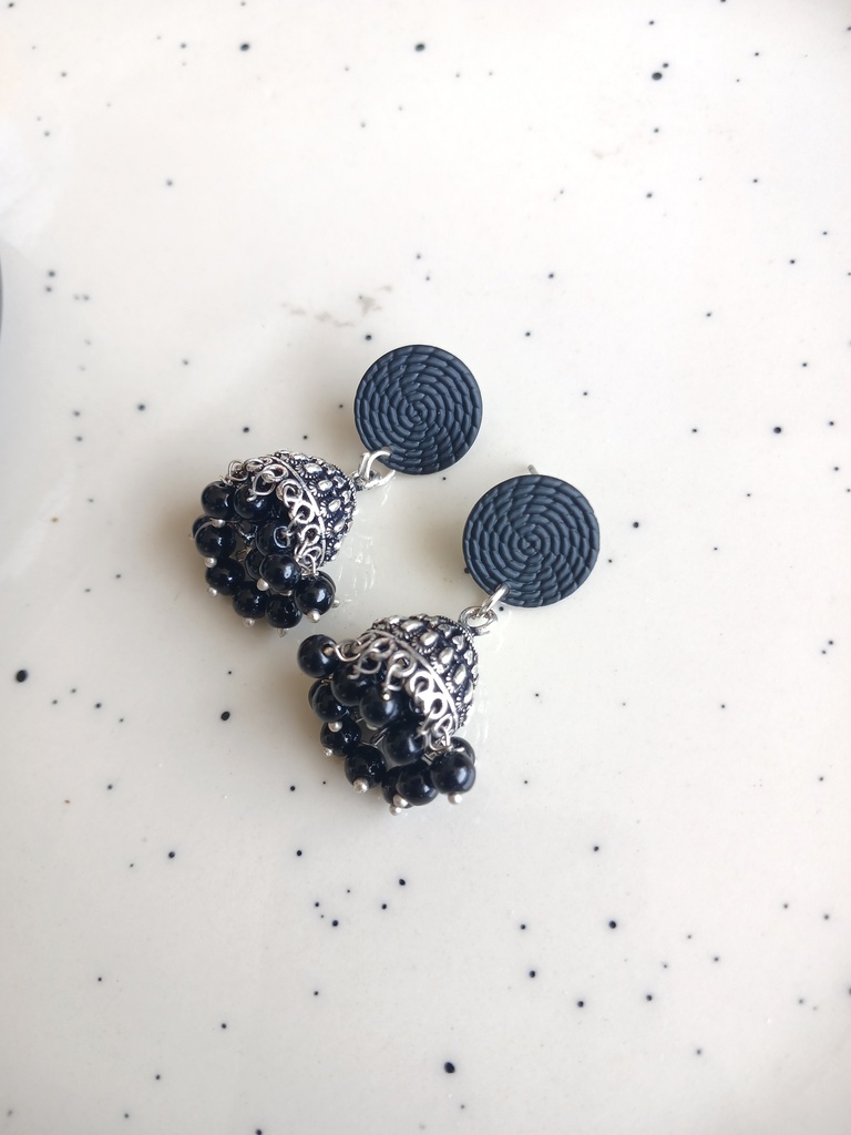 Black jhumka earrings