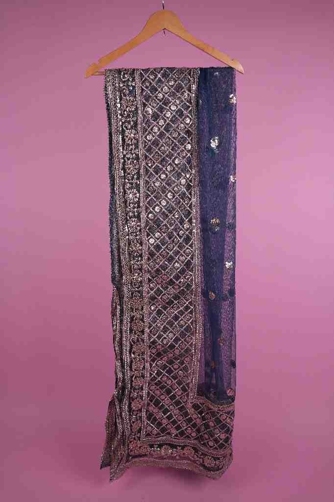 Zinc Blue Net Gota Patti Jaal Dupatta | Niddleart