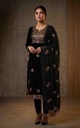 Black Organza Mukesh Embroidered Suit Set | Niddleart