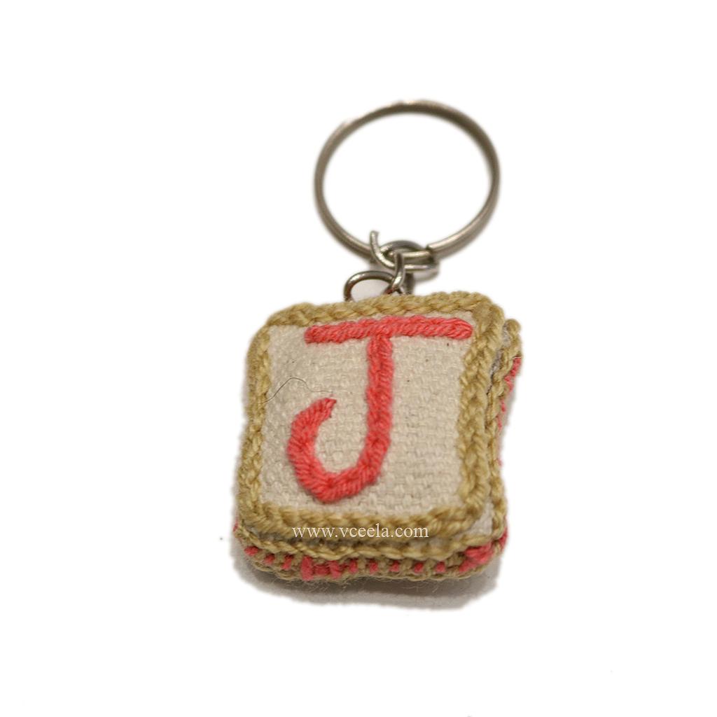Alphabet Embroidered Keychain 