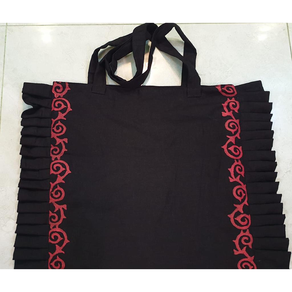 Black Block Printed Tote Bag 
