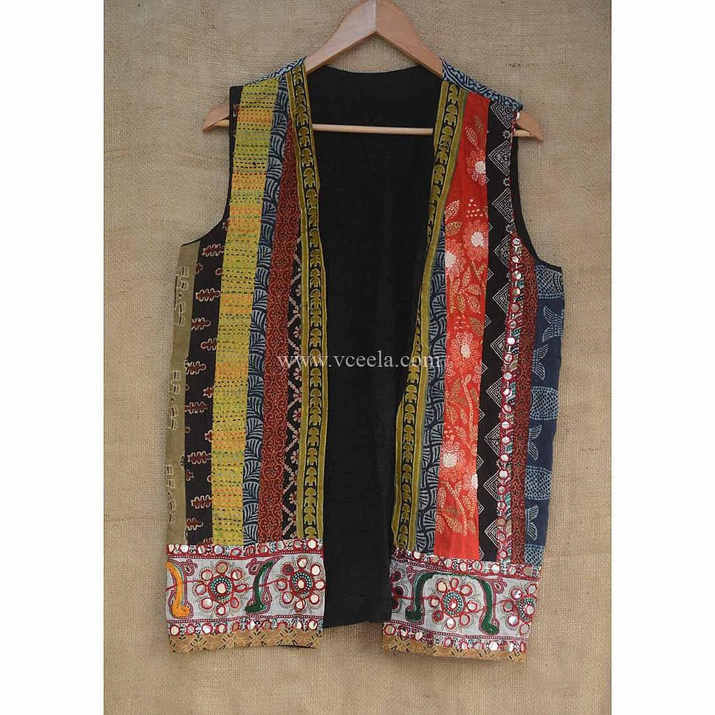 Ajrak patched work Waistcoat