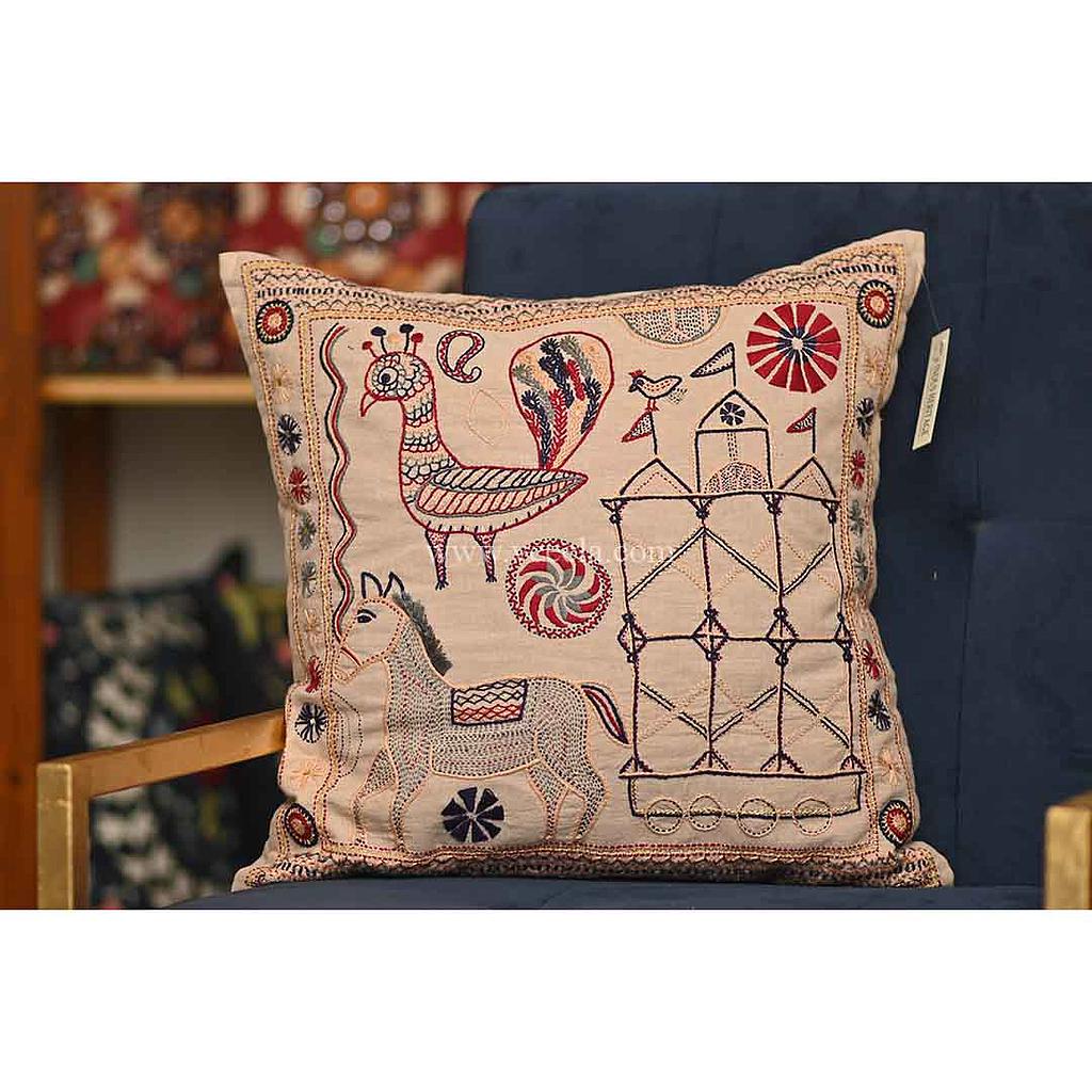 Hand Embroidered Cushion Cover