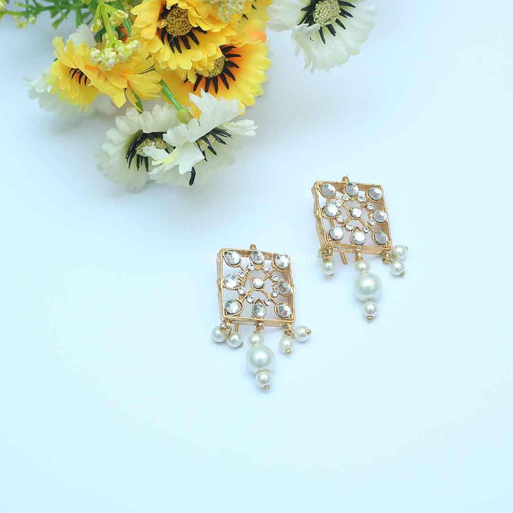 Meena Bandi Earrings - Kundan Jewellery
