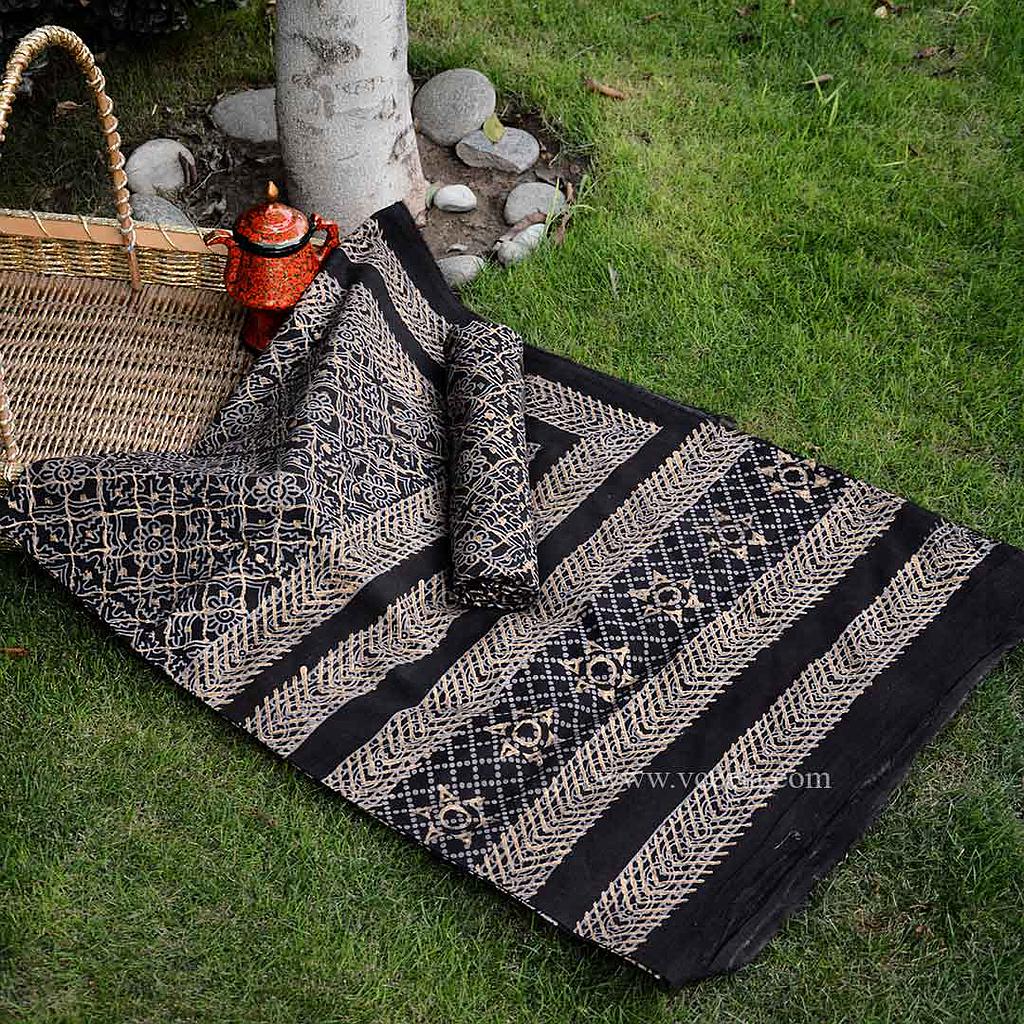 Gold work Ajrak - 2 Piece Suit  