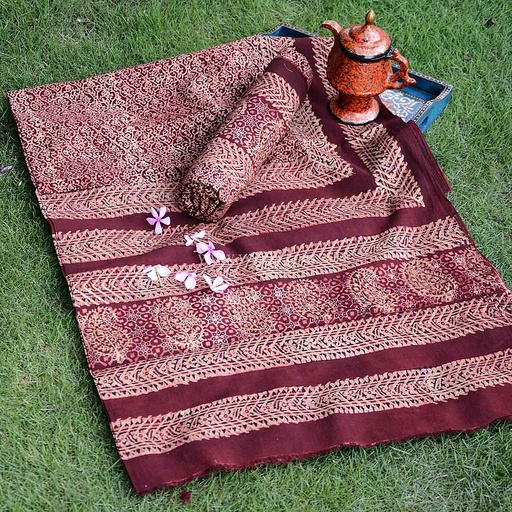 [PK0013-CF-AJK-009140] Gold work Ajrak - 2 Piece Suit    