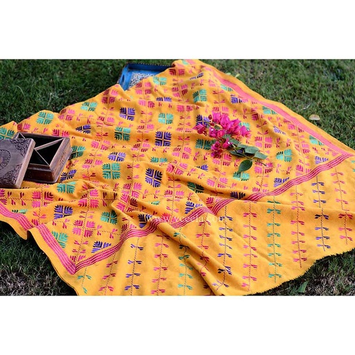 [PK3037-CW-UNS-009371] Embroidered Phulkari Shawl