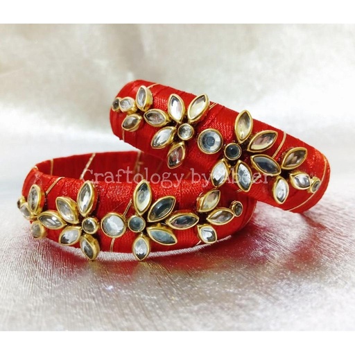 [PK3312-JW-BNG-010427] Red kundan Bangles