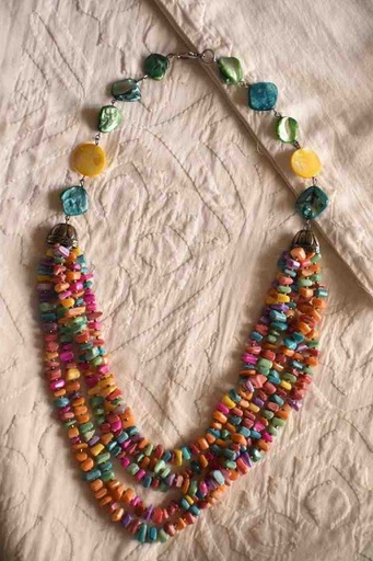 [PK3363-JW-EAR-010884] Colored Seashell Mala 