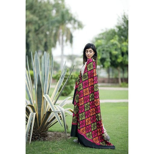 [PK3037-GN-GEN-012117] Embroidered Phulkari Shawl