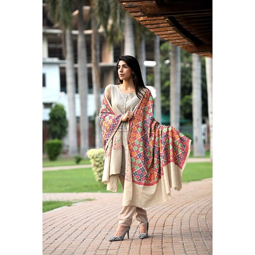 [PK3778-CW-SCF-012122] Embroidered Phulkari Shawl