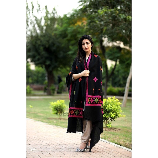 [PK3778-CW-SCF-012123] Embroidered Phulkari Shawl