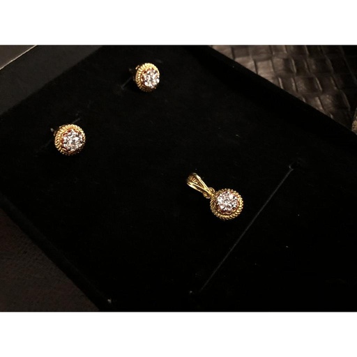 [PK3216-JW-EAR-012223] Pure Chandi Zircon Set