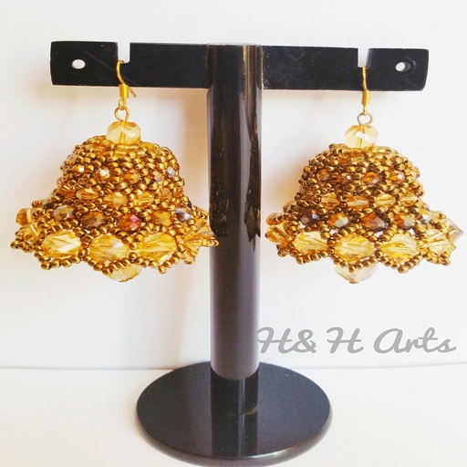 [PK1048-GN-GEN-012225] Handmade Beaded Jhumkis