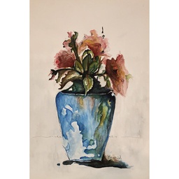 [PK4168-AR-WAT-012617] Flower Vase Watercolor Painting