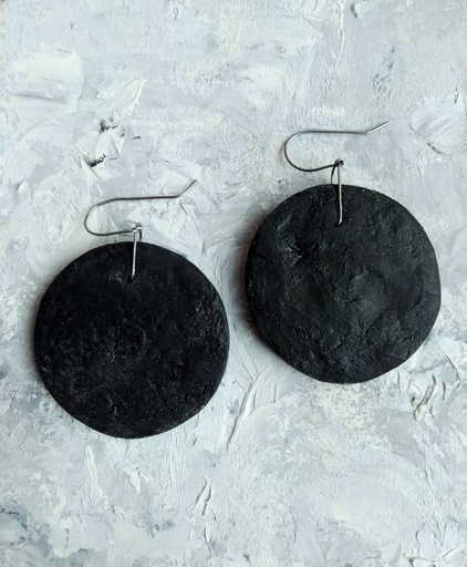 [PK4180-JW-EAR-012642] Black textured earrings