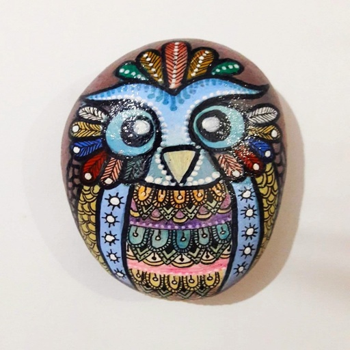 [PK4174-AR-ACR-012670] "Pretty Owl" A Painted Stone