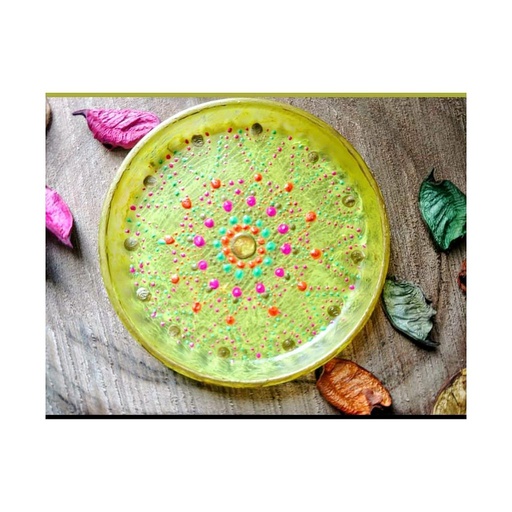 [PK4178-HM-TRY-012691] Yellow dot mandala dish