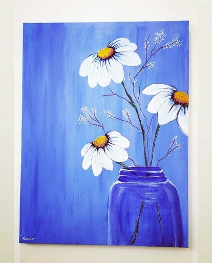 [PK4189-AR-ACR-012704] Blooming Blues | Acrylic Painting
