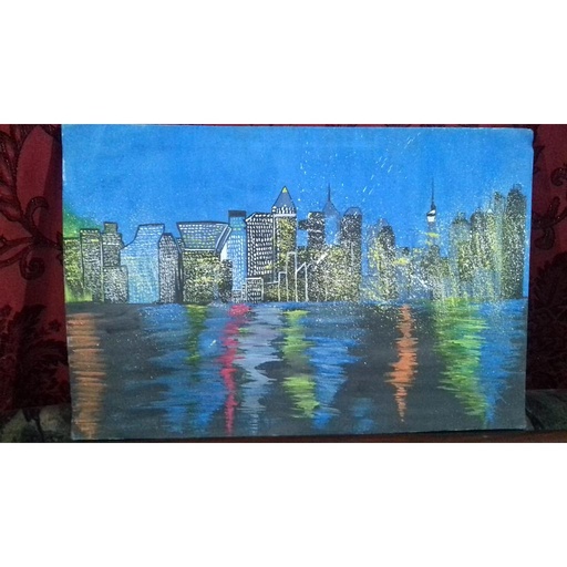 [PK4214-AR-WAT-012769] Handmade painting of city