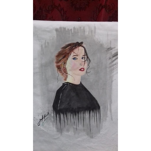 [PK4214-AR-WAT-012770] Handmade painting of white lady