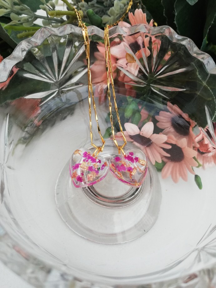 Purple Gold Flake Heart Pendant