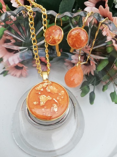 [PK4119-JW-NCK-012948] Peach Gold Flake Set